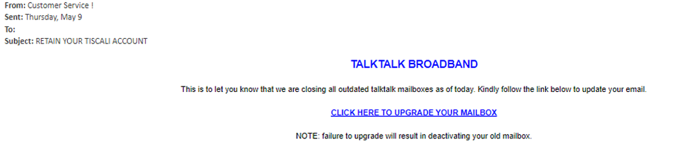 example-of-phishing-email-with-RETAIN-YOUR-TISCALI-ACCOUNT-in-subject