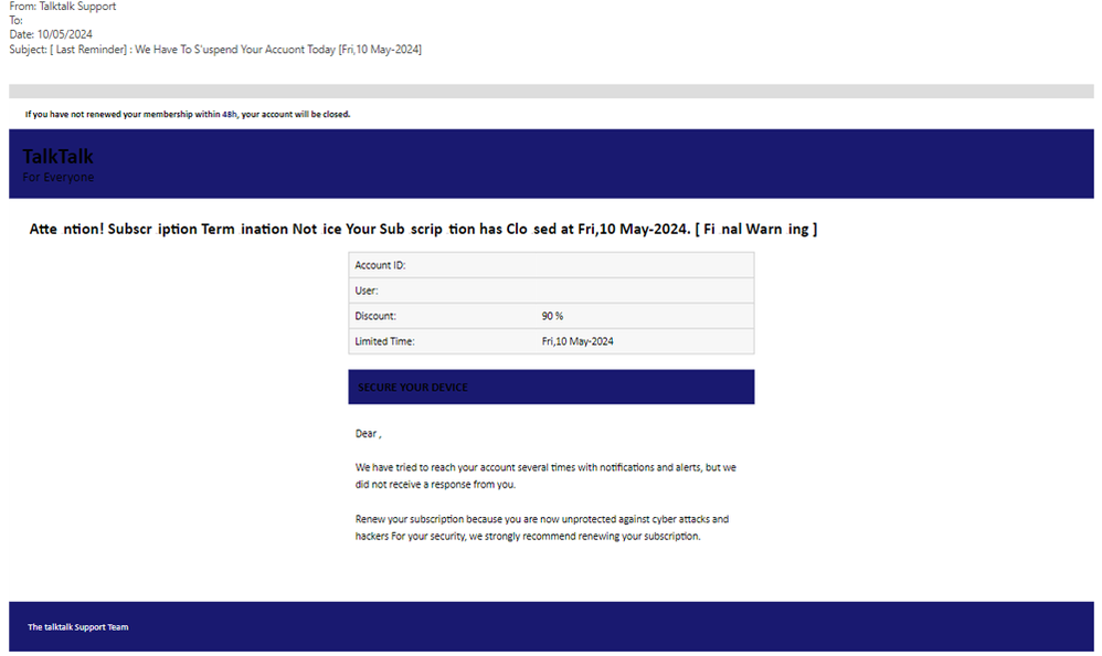 example-of-phishing-email-with-We-have-to-S'pend-Your-Account-Today-in-subject