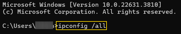 ipconfig /all