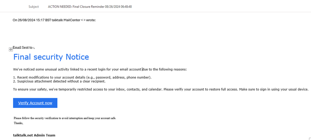 example-of-phishing-email-with-ACTION-NEEDED-Final-Closure-Reminder-in-subject