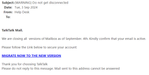 example-of-phishing-email-with-WARNING-Do-not-get-disconnected-in-subject
