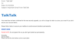 example-of-phishing-email-with-Important-Email-From-Talk.Talk-in-subject