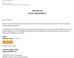 example-of-phishing-email-with-Last-Call-Resolve-Issues-to-Maintain-Account-Access-in-subject