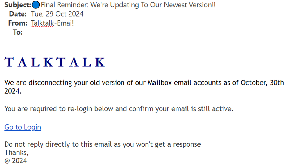 example-of-phishing-email-with-Final-Reminder-We're-Updating-To-Our-Newest-Version-in-subject