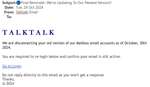example-of-phishing-email-with-Final-Reminder-We're-Updating-To-Our-Newest-Version-in-subject