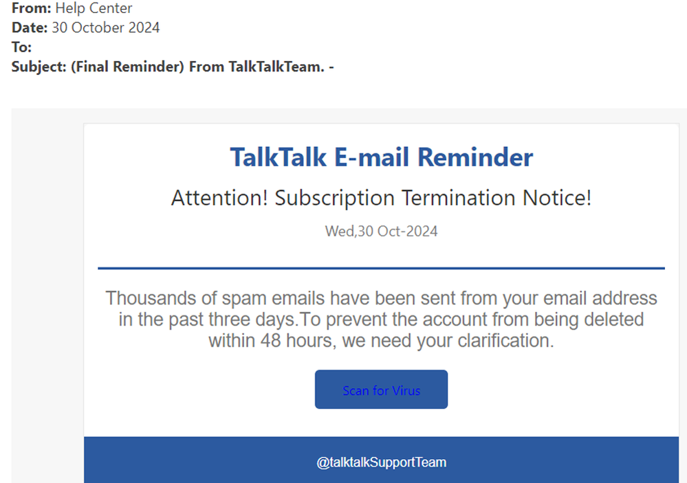 example-of-phishing-email-with-(Final-Reminder)-From-TalkTalkTeam-in-subject