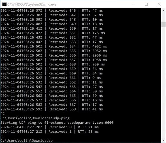 Tracert to race server