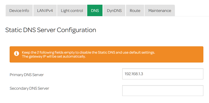 DNS server config