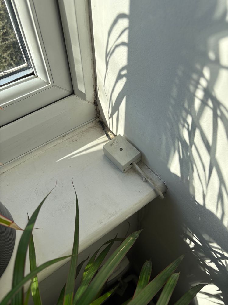 Junction box on window sill