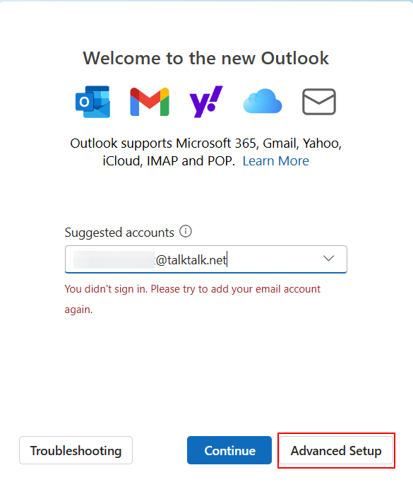 Troiubleshoot or  Advanced setup