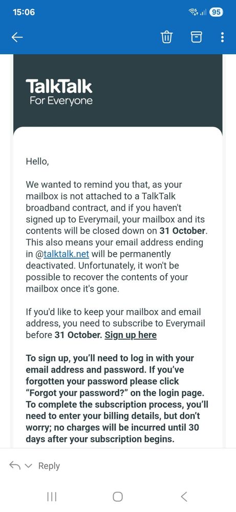 why do i keep getting these emails, even though i am  still a talktalk customer?