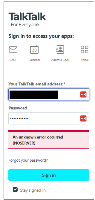 Webmail login failure