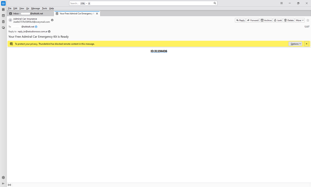 scam email screen shot