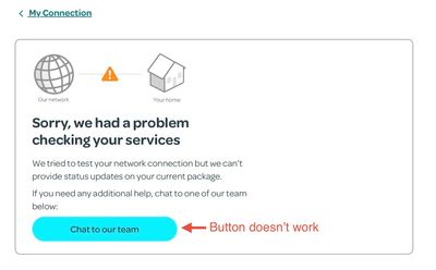 The my connection page doesn’t work, including the chat